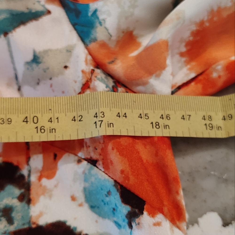 St. John Vibrant Floral Blouse in Orange and Teal - Picture 10 of 11